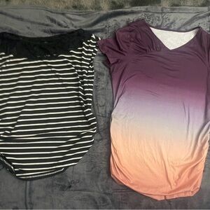 Gradient Purple and Orange Women's Short Sleeve Top